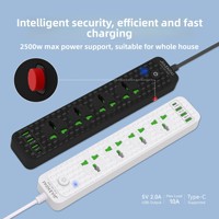 Nouvelle multiprise universelle avec ports USB, adaptateur secteur norme UE, quatre prises, interrupteur maître et câble de 2 mètres
