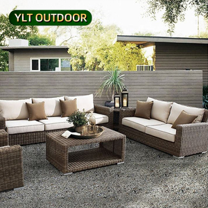 Los más vendidos juegos de sofás de patio sofás de jardín de aluminio Villa PE ratán sofá al aire libre conjunto impermeable patio muebles de jardín - Product Image 1