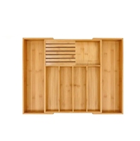 Tiroir à couverts en bambou extensible, moderne, classique, à un seul niveau, multifonctionnel, écologique, pour bijoux, gain de place