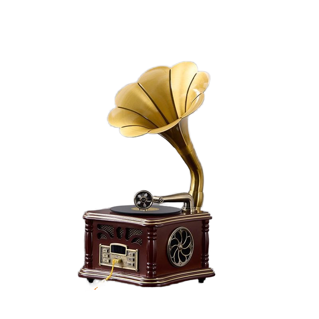 Retro European Gramophone Old-Fashioned Bluetooth Small Audio Player Metal Vinyl Record Player Graduation Eco-friendly Living
