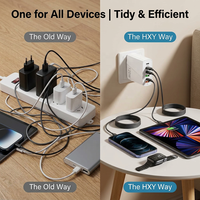 Pengisi Daya Ponsel Cepat 65W 5 Port PD QC3.0 Pengisi Daya Dinding Colokan US EU UK Grosir OEM ODM