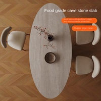 Mesa de Comedor Ovalada de Estilo Retro Francés de Lujo con Base de Madera Maciza y Patas Extraíbles para Hogar y Hoteles
