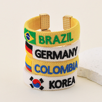 Pulseras de Tela con Bordado de la Copa Mundial de Fútbol 2026 Brasil, Brazaletes para Regalos de Recuerdo de la Copa Mundial de Fútbol