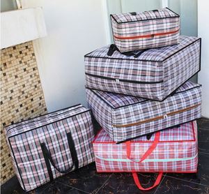 Extra Large <b>Plastic</b> Checkered Packing <b>Bag</b> Waterproof Moving <b>Storage</b> <b>Bags</b> for Clothes Bedding Blanket Grocery Organizer - Product Image 2