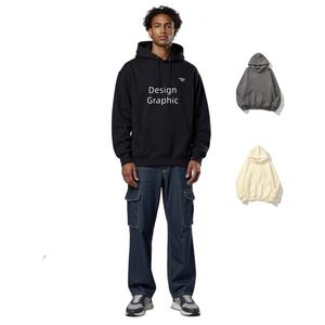 TKAN64D Oversize 480 GSM Impreso Logo Hoodies Custom Men's Heavyweight Pure Cotton Hoodie Drop Shoulder Pullover - Product Image 1