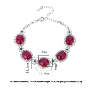 Wholesale Collections Eco-friendly Copper Trendy Contemporary Style 10*12mm <b>Red</b> Corundum Zircon <b>Bracelet</b> for Women - Product Image 2
