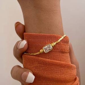 Acero inoxidable mantener el color libre <span class=keywords><strong>de</strong></span> alergias moda <span class=keywords><strong>de</strong></span> lujo colorido circón <span class=keywords><strong>tejido</strong></span> <span class=keywords><strong>cadena</strong></span> collar pulsera oro - Product Image 4