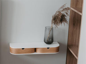 Moderner schwebender Nachttisch aus Holz mit Schublade, wandmontiert, Retro-Konsolentisch für den Eingangsbereich - Product Image 2