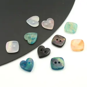 Wholesale Love Kids Cute DIY Colorful Two Holes Heart square beautiful fancy Shape Shaped Plastic Resin Buttons