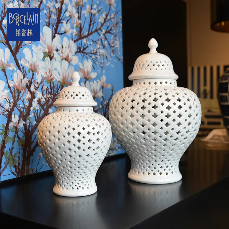 Wholesale Chinese custom-made size large antique porcelain luxury home goods decorative ceramic white Ginger jar