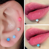 Getta ASTM-F136 Titane Doré Pierre Opale Filetage Interne Labret Stud Piercings pour Cartilage d'Oreille, Tragus, Hélix, Mariage, Enfants