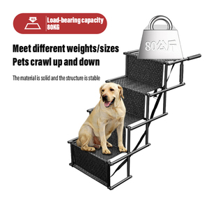 Draagbare opvouwbare huisdierautoladder van massief staal, antislip Oxford-doek, waterdicht, SUV-trucktrap, verstelbaar, wasbaar, voor dieren - Product Image 4