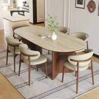 Ensemble table et chaises de salle à manger style mi-siècle en ardoise, table ovale vintage en bois massif, nouvelle table de designer pour usage domestique