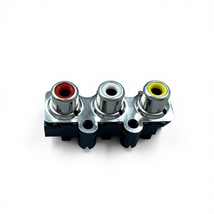 工厂定制 AV3 三孔 PCB 铜不锈钢外壳 母头 RCA 音频视频插座 同芯莲花座 - Product Image 3