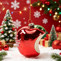 Pendentif pomme peinte en verre Décoration Pendentif forme créative Série de fruits en verre Ornements suspendus pour arbre de Noël Écologique