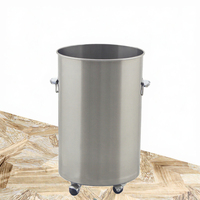 Poubelle commerciale en acier inoxydable 304 certifiée NSF, finition polie, avec roulettes, pour extérieur, 50L/100L, pour cuisine