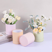 Vente en gros de tubes ronds colorés mats pour fleurs, boîte cadeau florale cylindrique en carton de 12x12 cm avec couvercle pour bouquet de fleurs fraîches