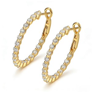 Pendientes de Moda con Diamantes Cultivados en Laboratorio de 10 1/4 Quilates Chapados en Oro de 14 Quilates para Hombre y Mujer, para Bodas y Fiestas, con Certificado IG - Product Image 1