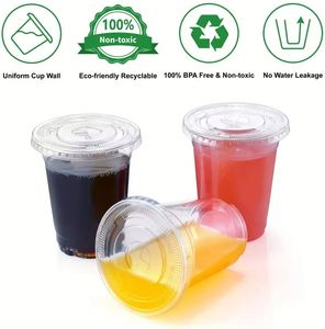 Gobelets en plastique PET transparents jetables de 16 oz imprimés sur mesure avec couvercles pour les événements de bubble tea - Product Image 4