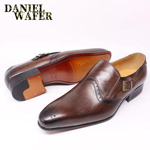 Zapatos de <span class=keywords><strong>Hombre</strong></span> de Cuero Original, de Corte Bajo, <span class=keywords><strong>con</strong></span> Correa, Estilo Monk, para Negocios, Oficina, <span class=keywords><strong>Traje</strong></span> Formal, Zapatos de Vestir Sin Cordones para <span class=keywords><strong>Hombre</strong></span> - Product Image 3