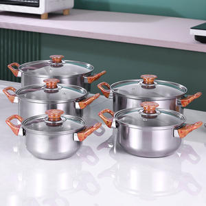 ชุดเครื่องครัวสแตนเลส <span class=keywords><strong>10</strong></span> ชิ้น ขายดี ชุดเครื่องครัวสแตนเลสกันสนิม หม้อหุงต้มแบบไม่ติดกระทะ - Product Image 4