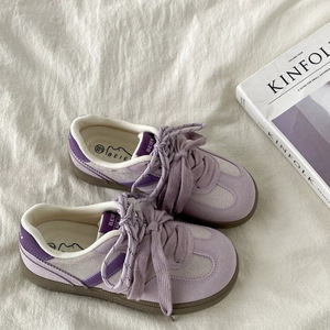 รองเท้าฝึกผู้หญิงสำหรับนักเรียนหญิงพื้นนุ่มรองเท้าลำลองกีฬาฟิตเนสรองเท้าหัวโตดีไซน์แบบเยอรมันสีม่วง - Product Image 4