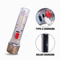 Lampe torche LED rechargeable solaire avec USB Type-C, lumière latérale, stroboscope rouge et bleu, lumière principale pour le camping et les activités de plein air