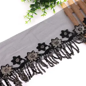 Manufacturers direct national style hollowed out mesh yarn sequin embroidery tassel lace wedding dress dance dress accessories