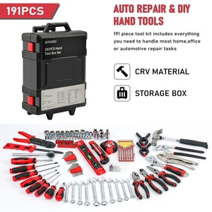 Ensemble <span class=keywords><strong>d</strong></span>'outils <span class=keywords><strong>de</strong></span> 191 pièces pour hommes, trousse à outils pour la maison avec valise à roulettes en plastique, ensemble <span class=keywords><strong>d</strong></span>'outils manuels portables pour la maison et l'automobile - Product Image 2