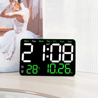 Jam Alarm LED ukuran besar senyap, fitur kustom Digital tampilan minggu elektronik jam dinding Desktop untuk dekorasi ruang tamu