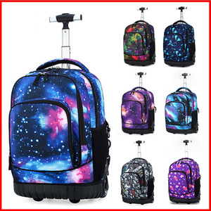 Roller <b>Backpack</b> 18 In Galaxy Print With <b>Wheels</b> For School Students Unisex - Product Image 5