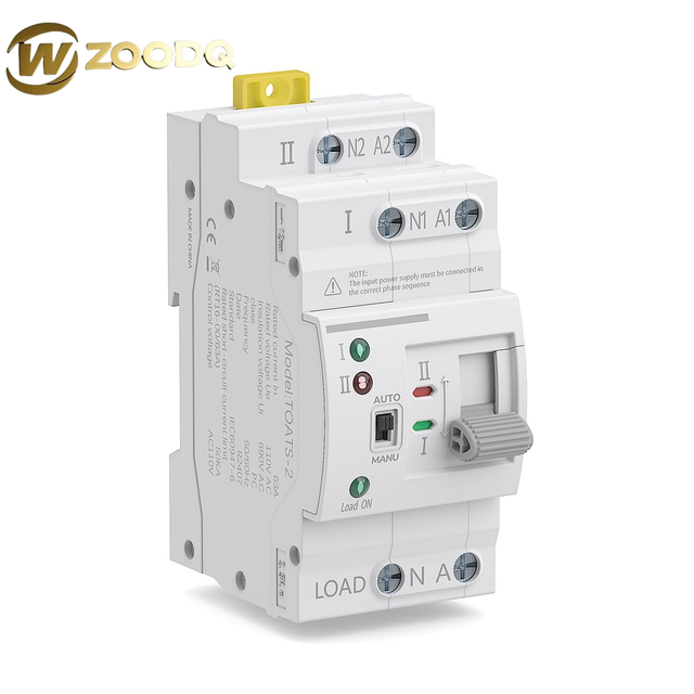 Dual Power 2 Pole 63A AC 220V Uninterrupted Power ATS-Automatic/Manual Transfer Switch Electrical Selector Switches DIN Transfer