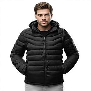 Blouson matelassé blanc à capuche pour femme, léger, coupe-vent, fermeture éclair sur le devant, manteau d'hiver décontracté, couleur unie, coupe ajustée, polyester, polaire - Product Image 1