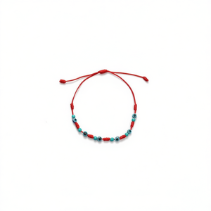 Bracelet perlé Fête des Sept Étoiles, cordon rouge, œil bleu contre le mauvais œil, bijoux de mode pour femme - Product Image 2