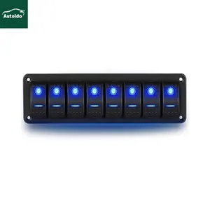 8 Gang Aluminum Panel with DIY stickers and Blue LED Carling Switch Rocker Switch Panel Toggle
