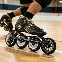 Patins à roulettes en fibre de carbone pour adultes, roues en PU, rollerblades de compétition professionnelles, chaussures de patinage de compétition, noir et or