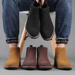 Bottes tendance pour hommes, taille 39-48, bottes hautes à la mode, bottes en cuir noires, toutes occasions, chaussures pour hommes - Product Image 3