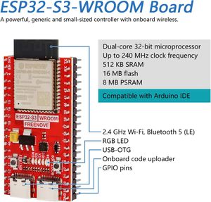 FREENOVE Placa Lite (16MB Flash) (2-Pack) Dual-core 32-bit 240MHz Microcontrolador a bordo sem fio Micro USB <span class=keywords><strong>Python</strong></span> C - Product Image 3