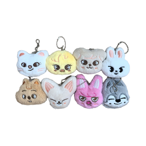 Nouveau porte-monnaie porte-clés en peluche douce en forme de tête d'animal de dessin animé Stray Kids, <span class=keywords><strong>pour</strong></span> vêtements, sacs et <span class=keywords><strong>bijoux</strong></span>, vente en gros - Product Image 1