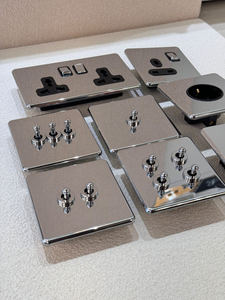 Interrupteur mural moderne 86 avec prise, panneau en acier inoxydable, miroir argenté, <span class=keywords><strong>chrome</strong></span> brillant, UK13A EU16A, multi-prises européennes - Product Image 5