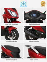Scooter sport 125cc OEM ODM, couleur personnalisée, moteur refroidi par air, frein à disque avant, porte-bagages arrière en aluminium, EURO 5 EEC