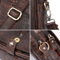 Sacoche Homme en Cuir Véritable Haute Qualité Motif Crocodile, Petit Sac Bandoulière Homme, Sac Messager en Cuir Véritable