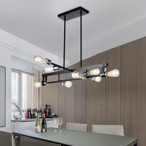 ETL Certification Home Villa Decorative Black Iron Art Chandelier Customizable E26 Pendant Lamp