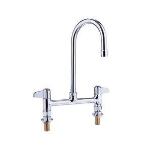 Robinet de cuisine moderne et fonctionnel en laiton chromé avec double poignée, cartouche céramique, économie d'eau et bec rotatif - Product Image 1