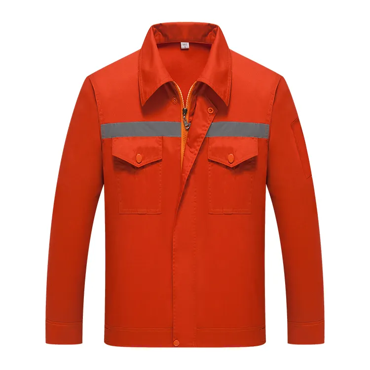 Bande réfléchissante mince à manches longues travailleurs de l'assainissement de l'environnement costume de salopette à manches longues uniforme orange