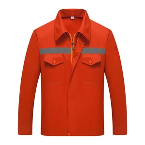 Bande réfléchissante mince à manches longues travailleurs de l'assainissement de l'environnement costume de salopette à manches longues uniforme orange