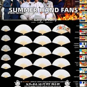 Éventails pliants vintage japonais et chinois en bambou, portables, sculptés, avec motifs peints pour l'été, parfaits pour les mariages, les danses et les fêtes, souvenir idéal - Product Image 2