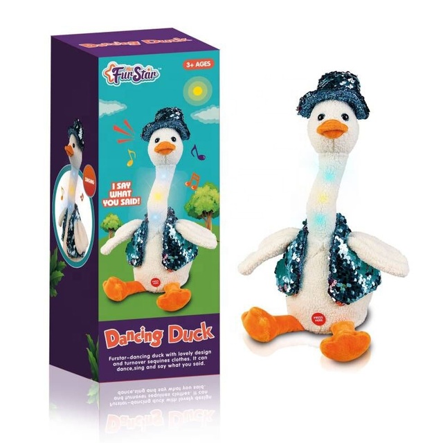 Newest Electric Stuffed Talking Voice Repeating Plush Recorder Doll Funny Rock Dancing Duck Plush Toy for Kids Christmas Present