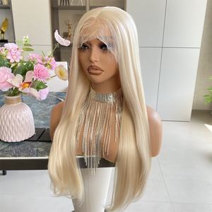 Double-Drawn <b>Synthetic</b> HD Lace <b>Wigs</b> Transparent Lace Front Straight <b>Wig</b> Heavy Density Blonde Preplucked Long Heat Resistant - Product Image 3