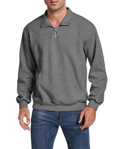 Casual Pullover <b>Tops</b> Quater <b>Zip</b> Sweatshirt logo Embroidery French Terry Pullover Cotton-Blend - Product Image 1